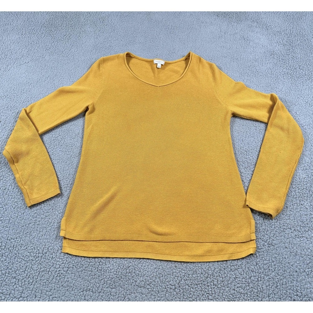 Talbots Petites Sweater Womens P Yellow Scoop Neck 100% Cotton Knit Pullover